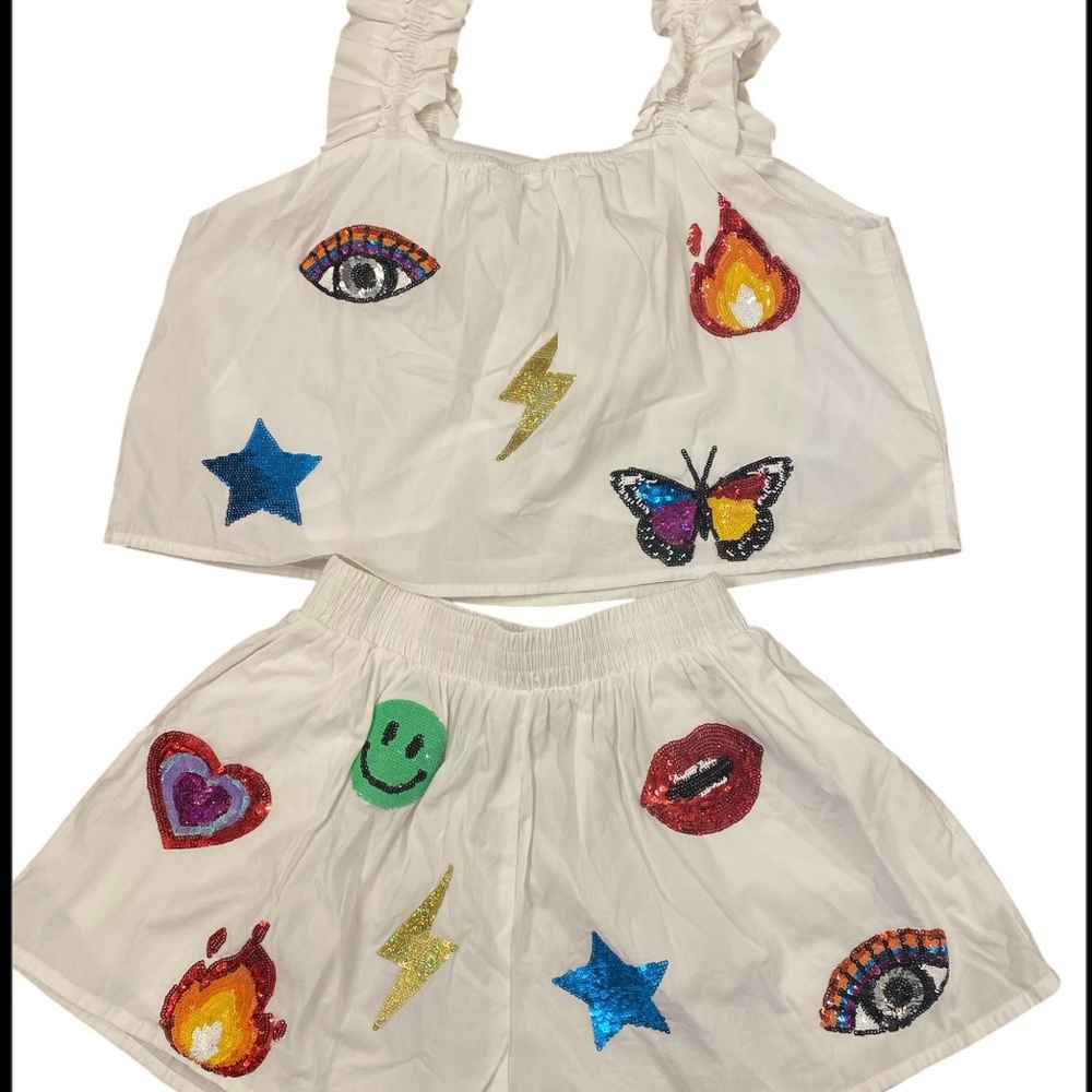 Queen Of Sparkles Girls Colorful Graphic Two-Piece Set Size XL